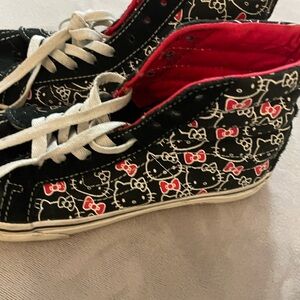 Hello Kitty Vans Red and Black High-Top Sneakers, Sz 6/7